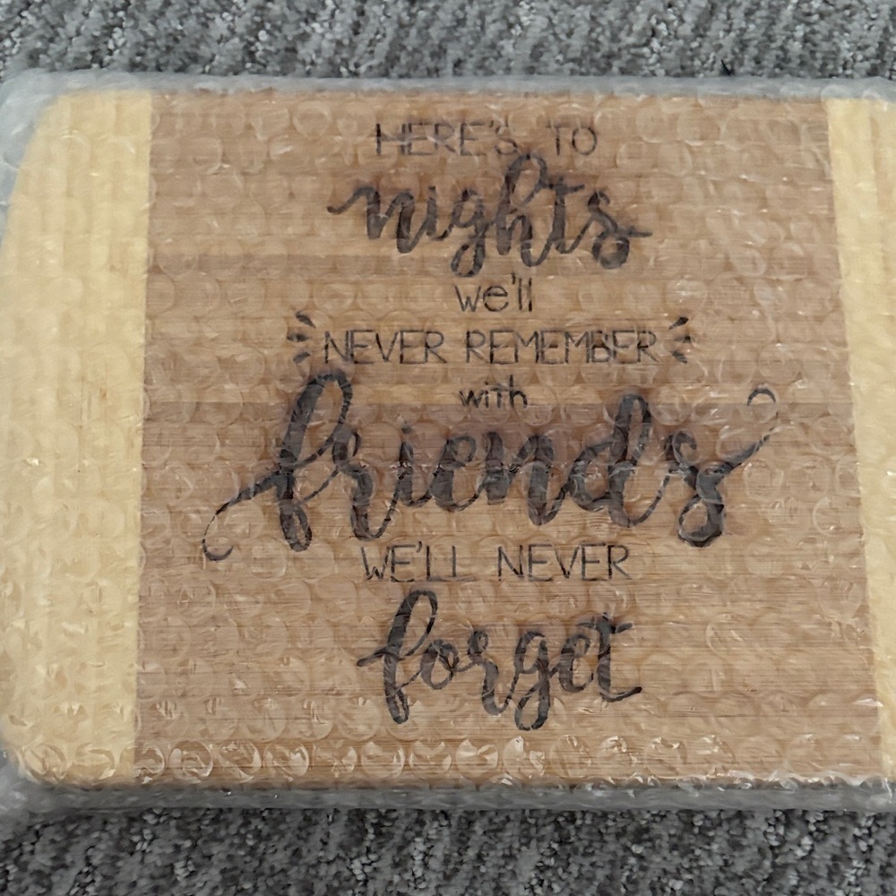 Engraved Wooden cutting board with Friends Quote